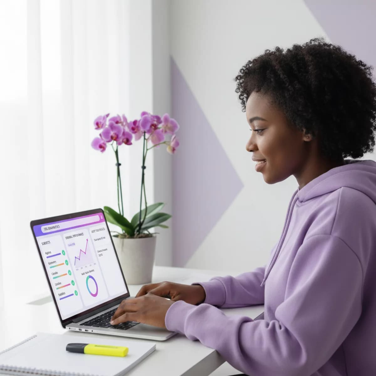 Nursing student reviewing TEAS Math diagnostic results on laptop with confidence